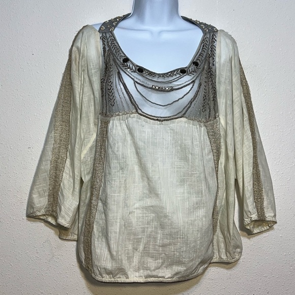 Free People Tops - Elegant Cream and Gray Women's Top